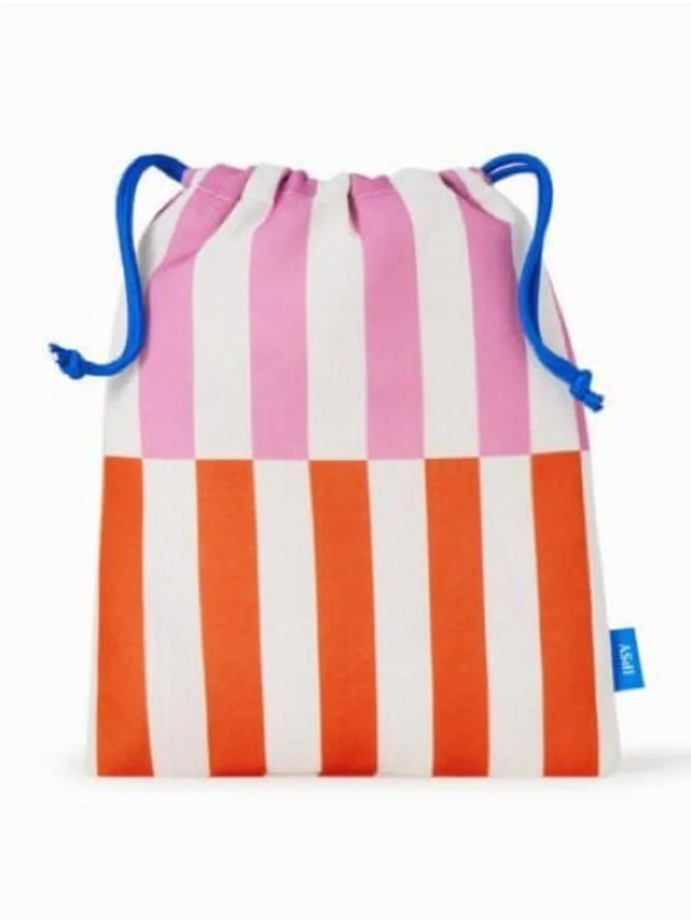 New Striped Makeup Cosmetics Skincare Drawstring Pouch Bag in Pink Orange Travel
